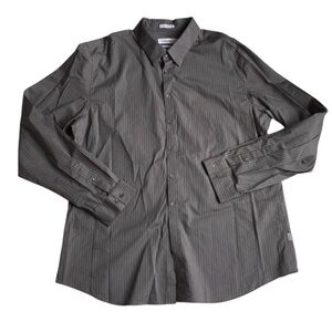 Calvin Klein Dress Shirt~Mens~Sz XXL~Gray/Charcoal Striped~Extreme Slim Fit